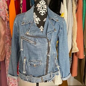 Forever 21 Blue Denim Moto Jacket